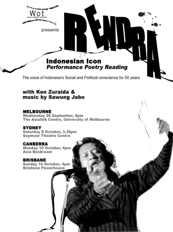 Rendra speaks to Australia / Johan Marais-Piper Rendra in Australia